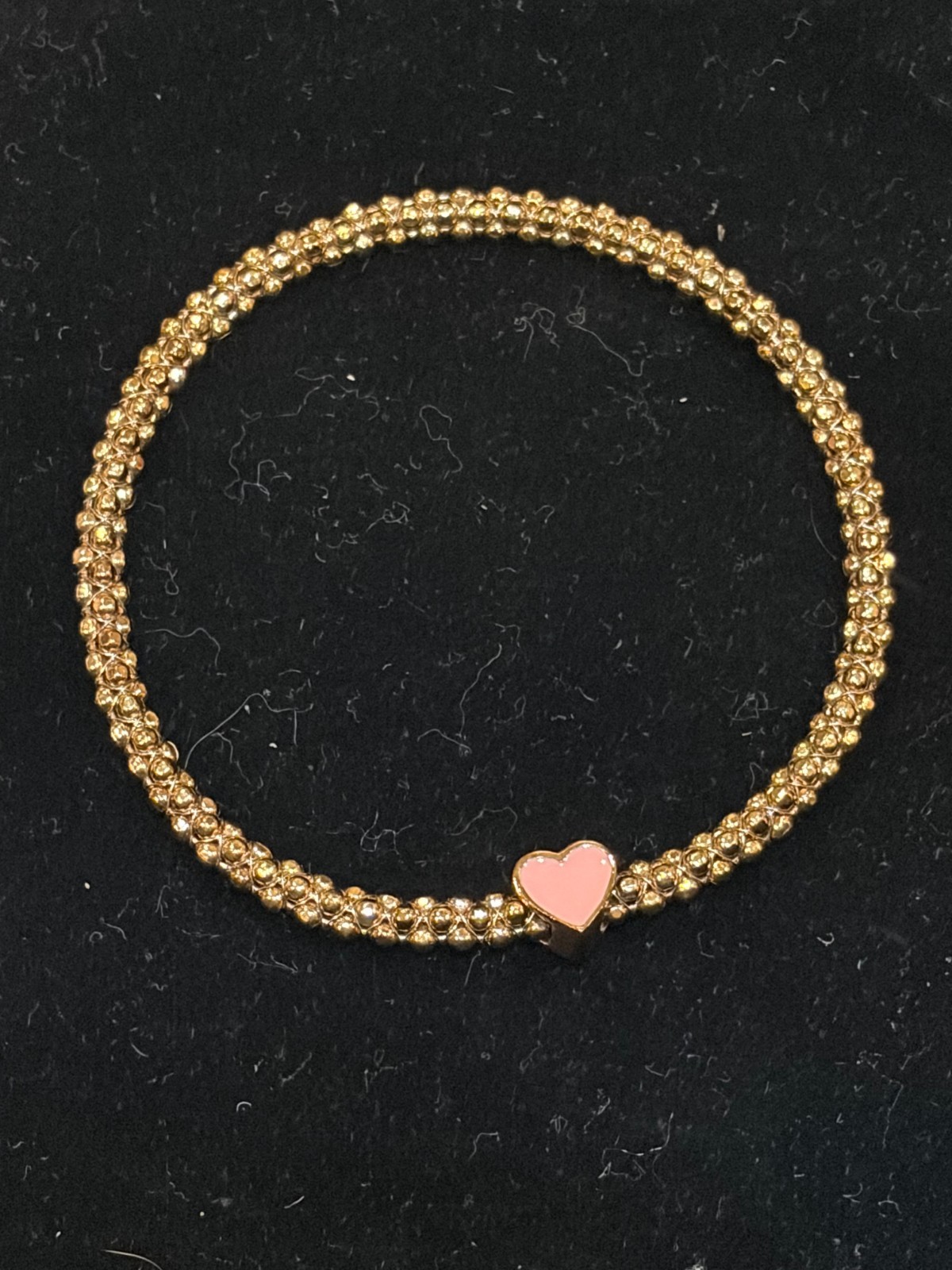 Mignon Faget, Rose Gold Halo Bangle, Faceted, Size M, Pink Heart Accent Charm