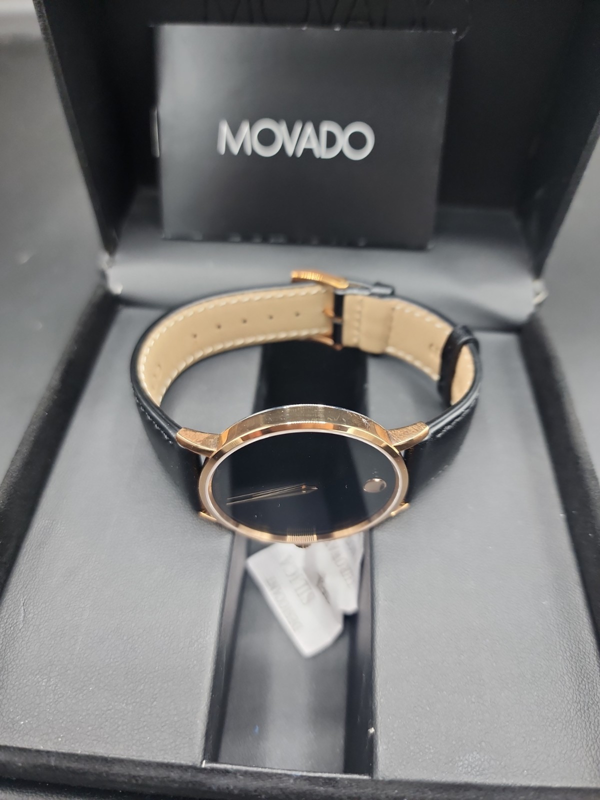 Movado Museum Rose Gold And Leather Wristwatch for Men – New In Box, New Battery