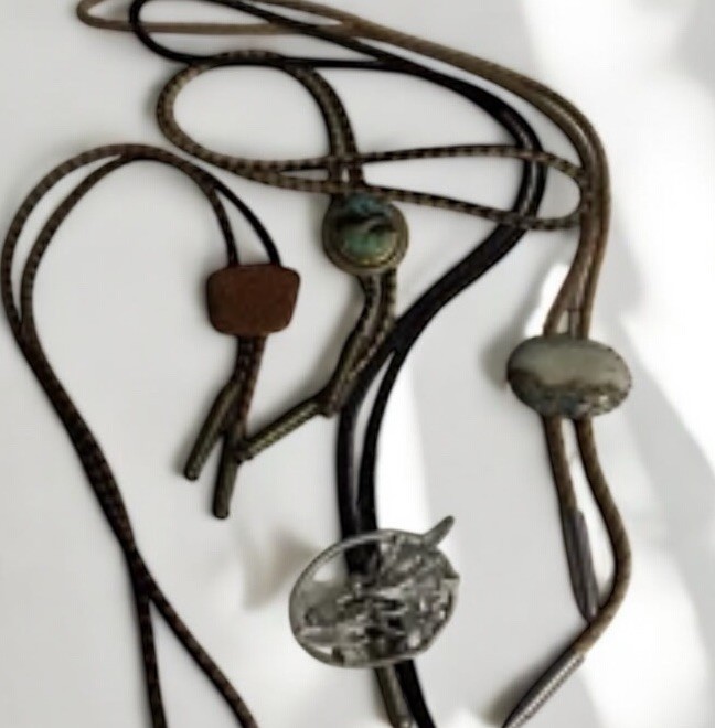 VINTAGE LOT 4 Women’s BOLO Faux LEATHER FABRIC Natural Stones +