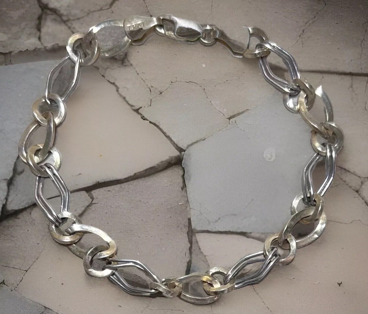 Vintage Turkey Designer Signed Midas Sterling Silver Bracelet, 7.75″, 4.8g