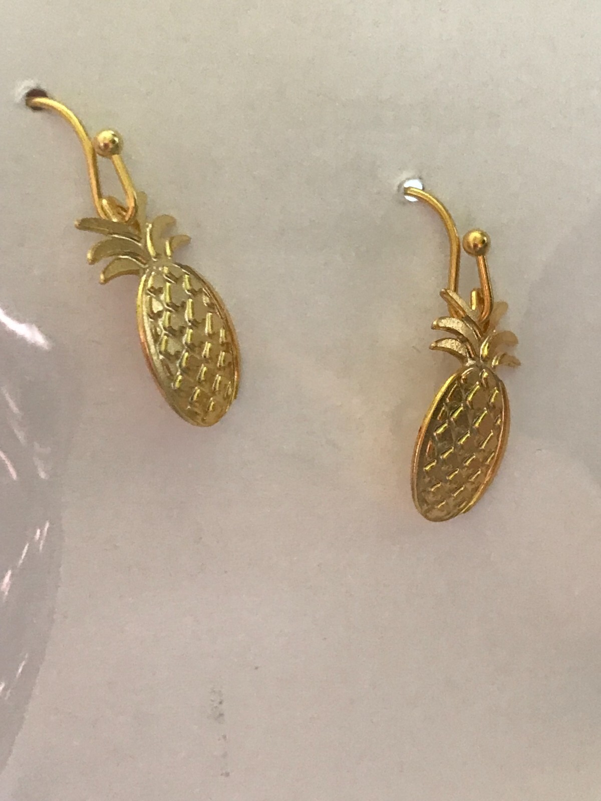 LIV-N-ALOHA Jewelry 18K Gold Dipped Brass Dainty Earrings Oahu Hawaii Pineapples