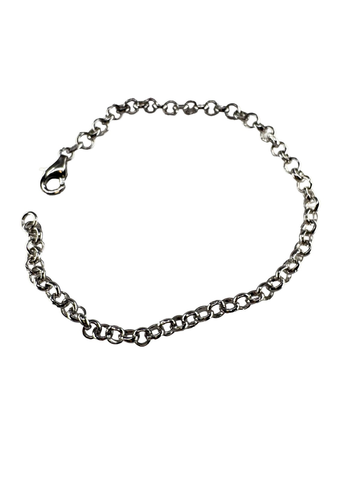 925 Sterling Silver Rolo Chain Bracelet 4mm Round Link Belcher 190mm 5.83g