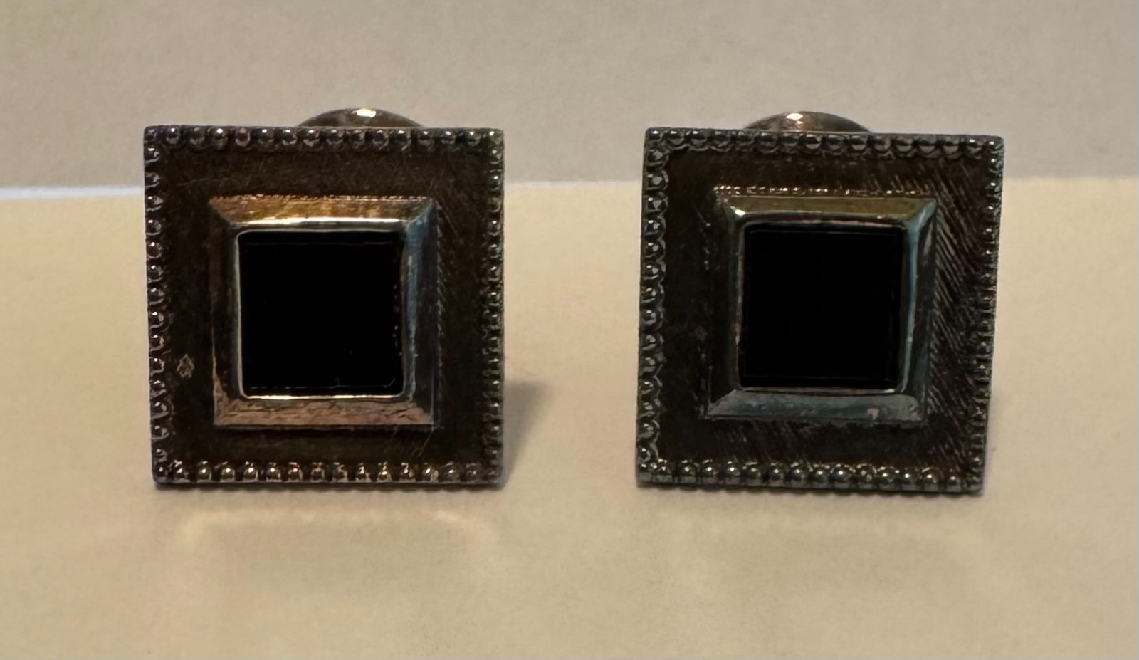 Nordstrom Black Onyx Silver Cuff Links & Studs in Original Box Ships FREE in USA