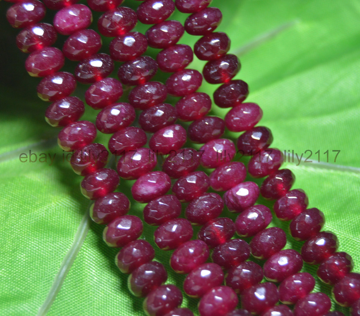 Pretty 4X6mm Faceted Dark Red Garnet Gemstone Roundel Loose Beads 15″