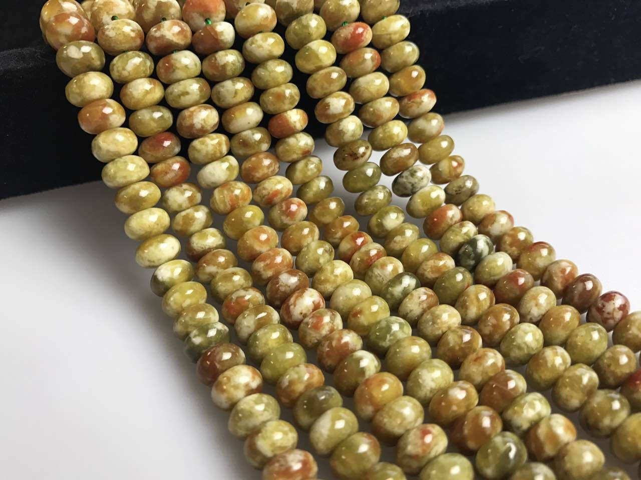 Blood Serpentine Jade Smooth Rondelle Beads 4mm 6mm 8mm 10mm 15.5″ Strd