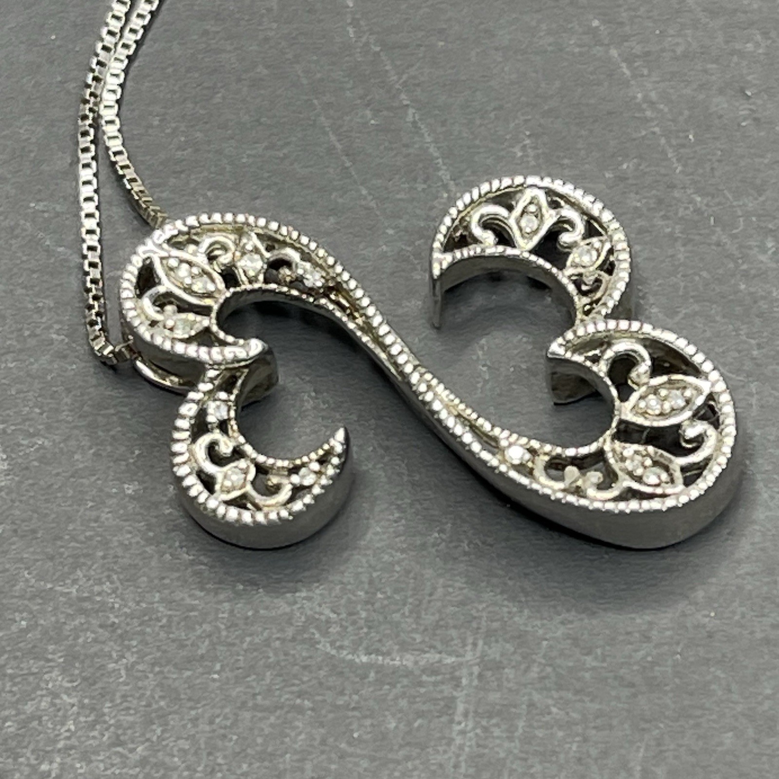 Jane Seymour Open Hearts Calligraphy 18.5″ Sterling Silver Necklace