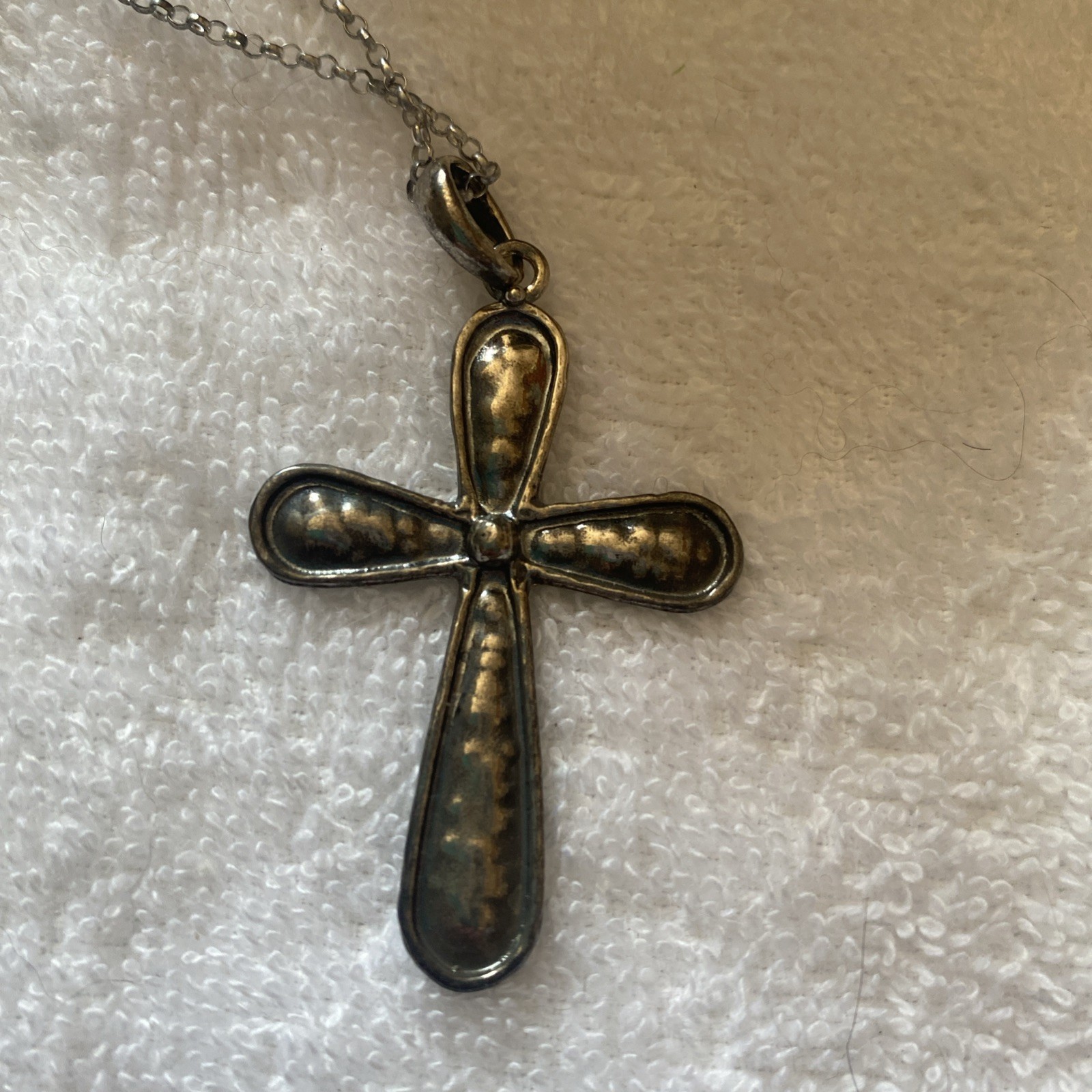 PAZ CREATIONS, PZ-Sterling Silver Hammered Texture Cross set -BRAND NEW
