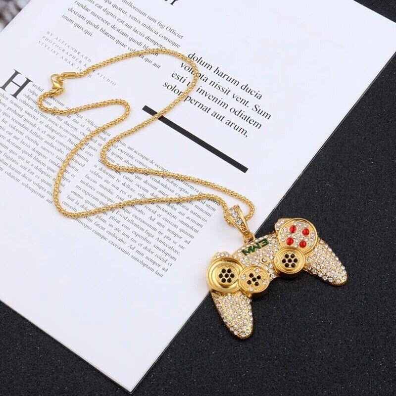Iced Gold Gaming Controller Necklace, Video Game, XBOX PS2 PS3 PS4 PS5