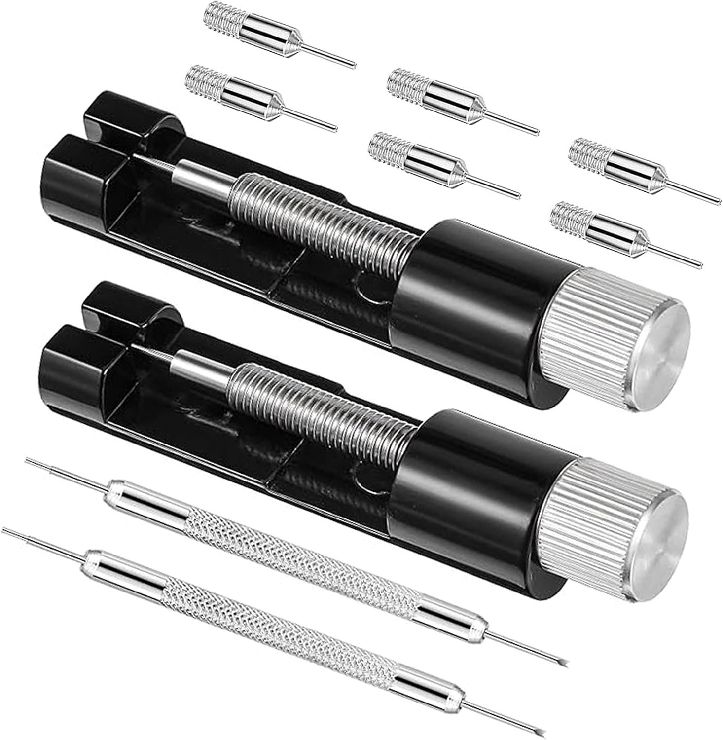 Portable Watch Link Removal Kit: 2 Tools with 6 Replacement Pins for DIY Repairs