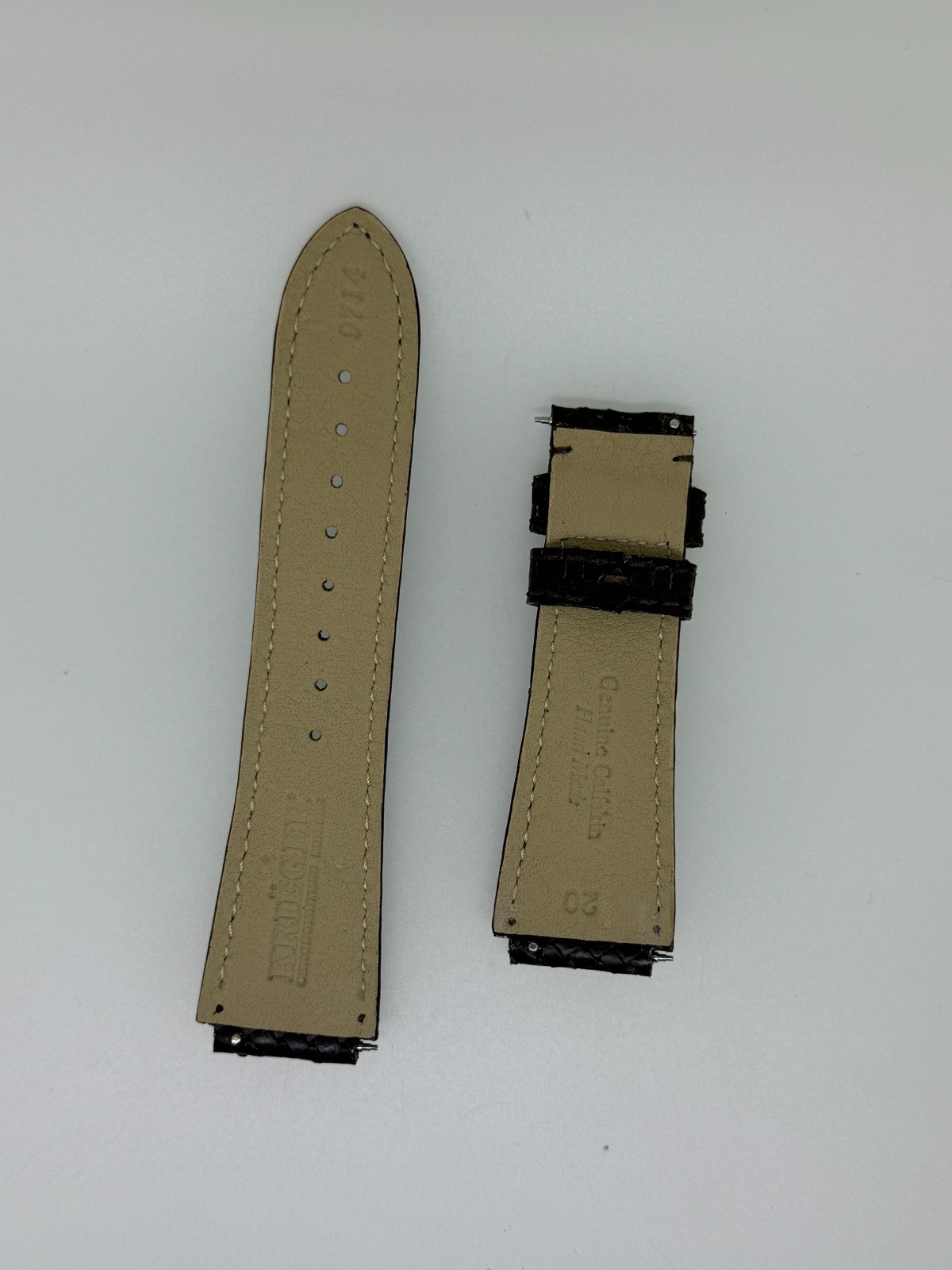 KRIEGER Gigantium 20mm Lug Dark Brown Leather Watch Band Strap 115mm+77mm