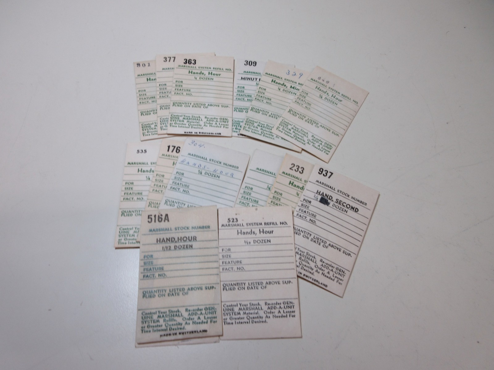 MARSHALL WATCH HANDS LOT WATCHMAKER PARTS ASSORTED #35