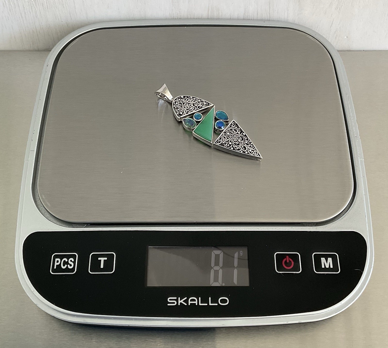 Sajen Chrysoprase, Rainbow Paraiba Quartz Pendant 3.00 CTW 925 Sterling Silver