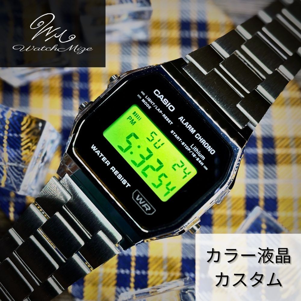 Color LCD Custom A158WEA 1JF Base Lime LCD Model (CASIO Base) Custom Watch