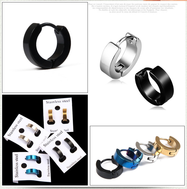2pcs 4MM Small Men Women Stainless Steel Plain Hoop Huggie Ear Stud Earrings