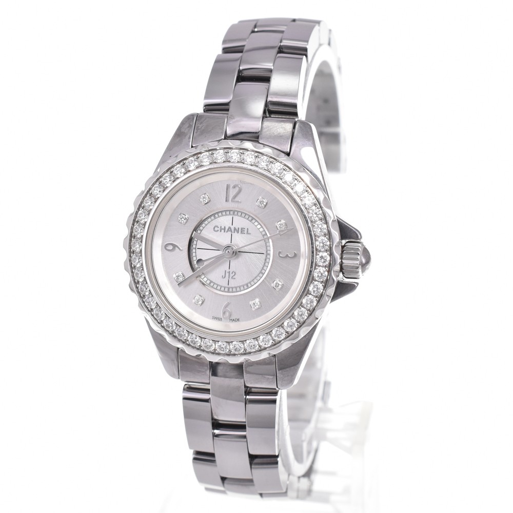 CHANEL J12 H3402 diamond Silver Dial Quartz Ladies Watch E#146466