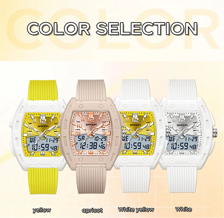 Unisex Multiple Functions Barrel Watch Dual Display Quartz plus Electronic