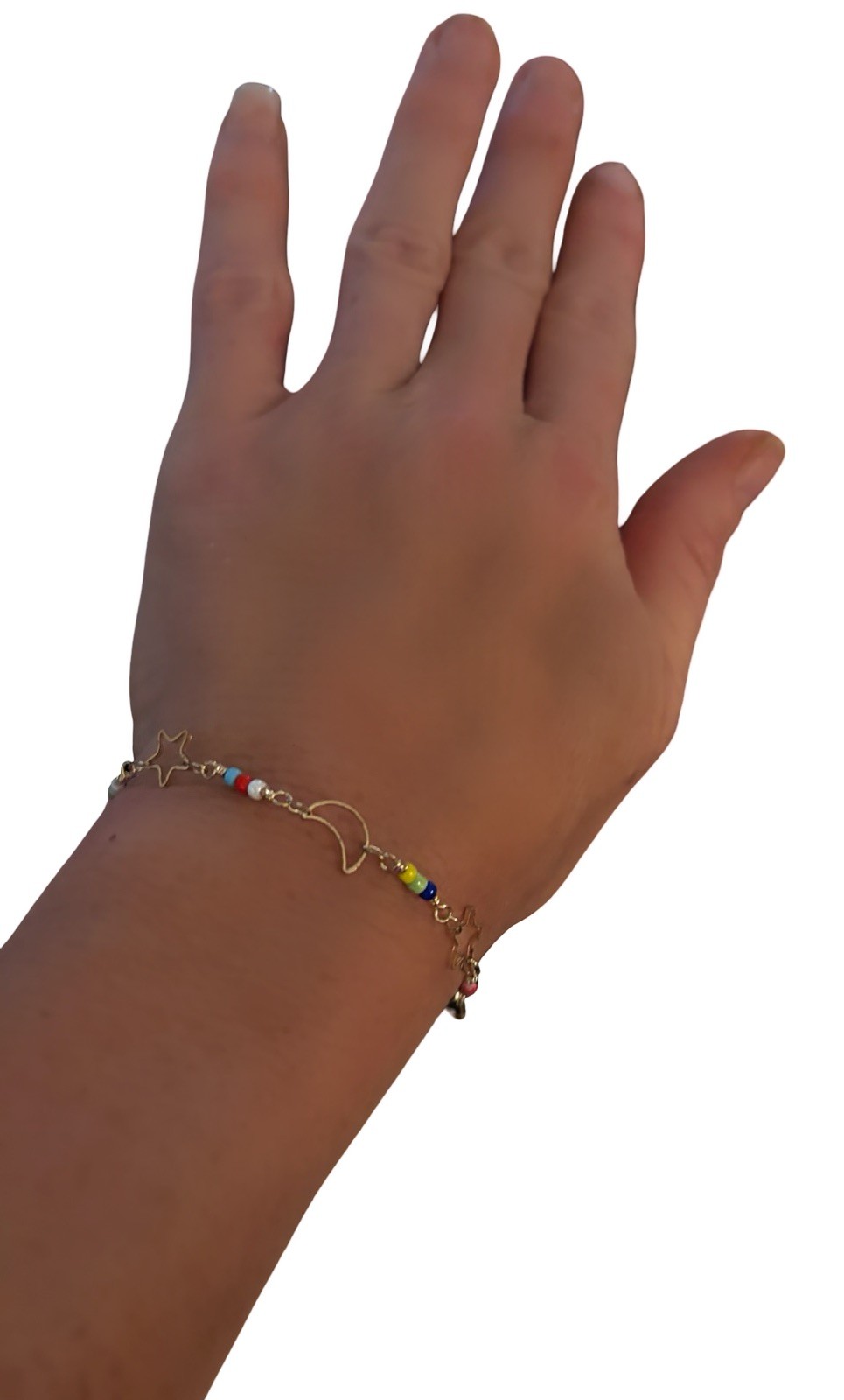 Moon And Star Gold Bracelet With Seed Beads | New | Adjustable
