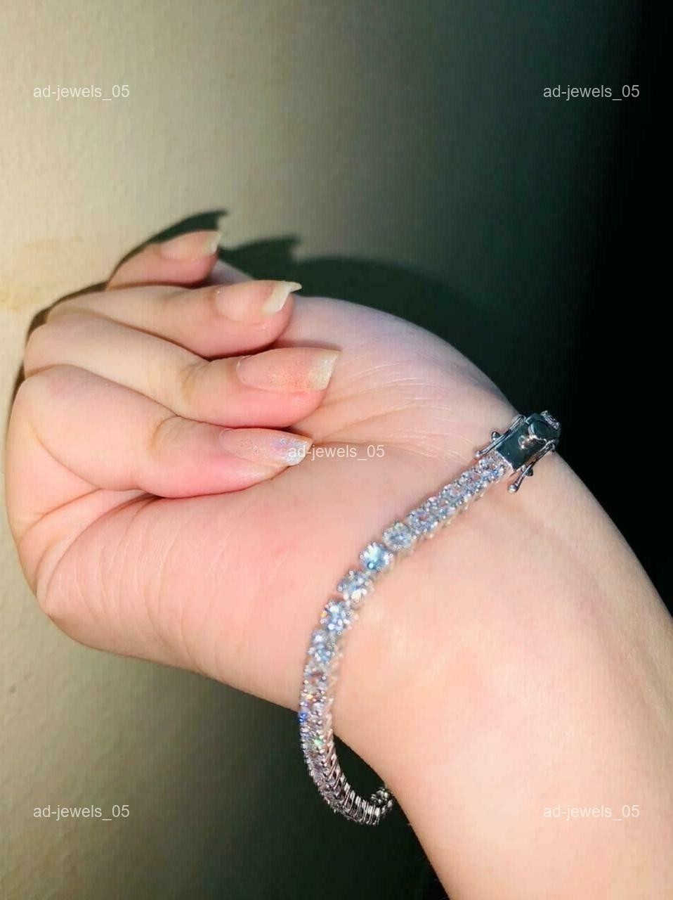 Round Cut Lab-Grown/CVD Diamond Birthday Gift Tennis Bracelet 950 Platinum
