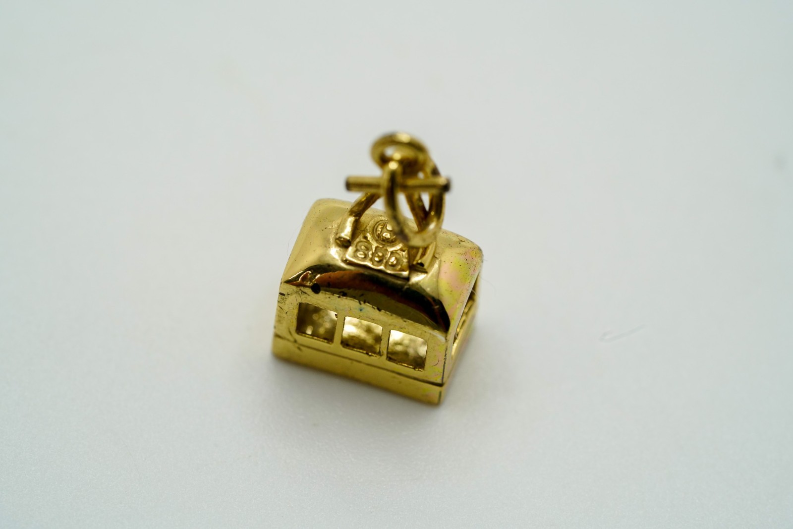 Vintage Gold Over 800 Silver Cable Car Charm 1.8cm JB51