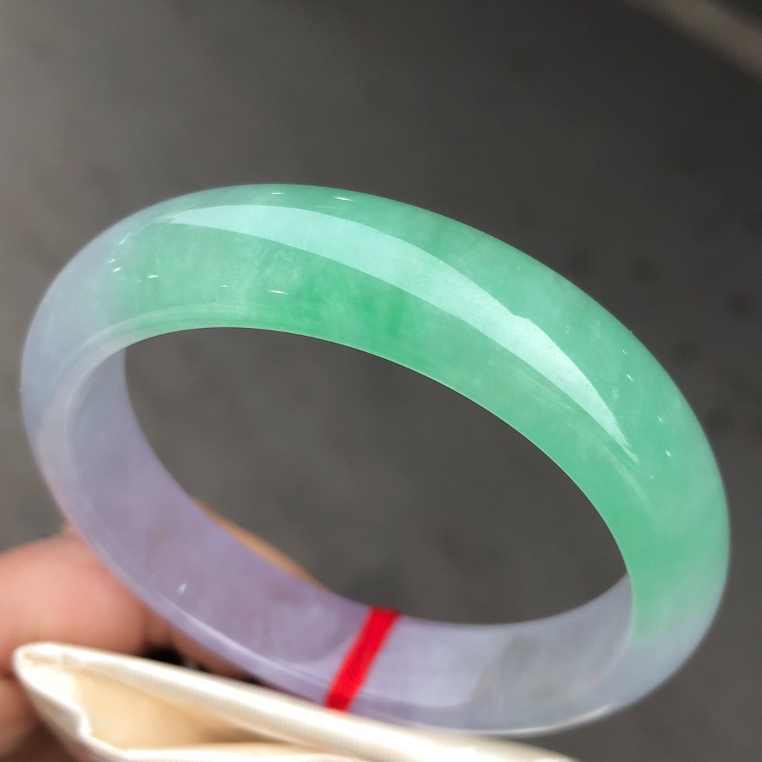 Natural ice Green &Purple Burmese Jade Jadeite bracelets bangle 57mm