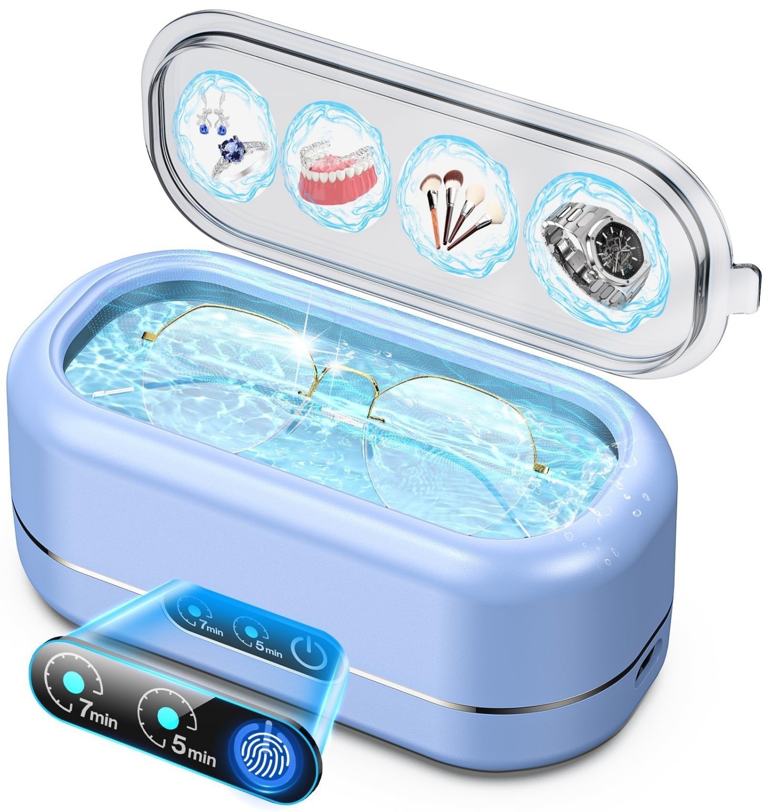 Ultrasonic Jewelry Cleaner 50KHz with Digital Timer – Stainless Steel for Rings,