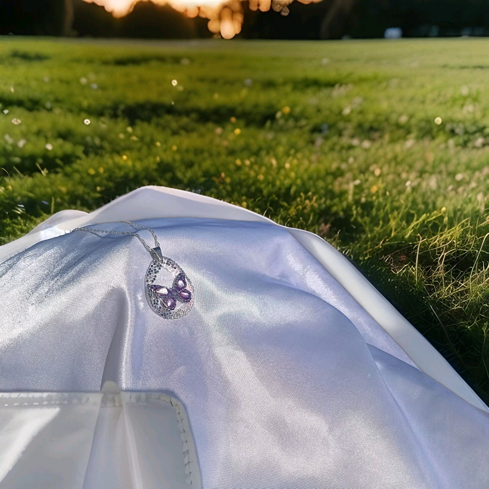 Crystal Butterfly Pendant Necklace, Reversible, Mother of Pearl The Perfect Gift