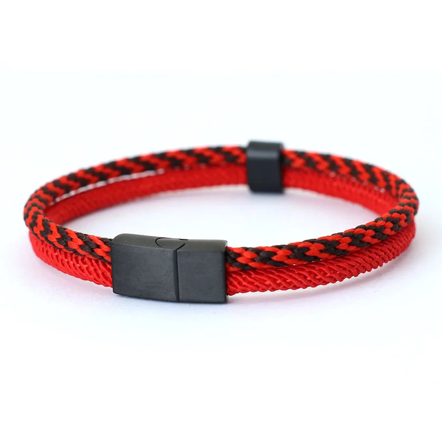 1pc Paracord Bracelet Men Stainless Steel Magnet Buckle Nautical Wrap Style Gift