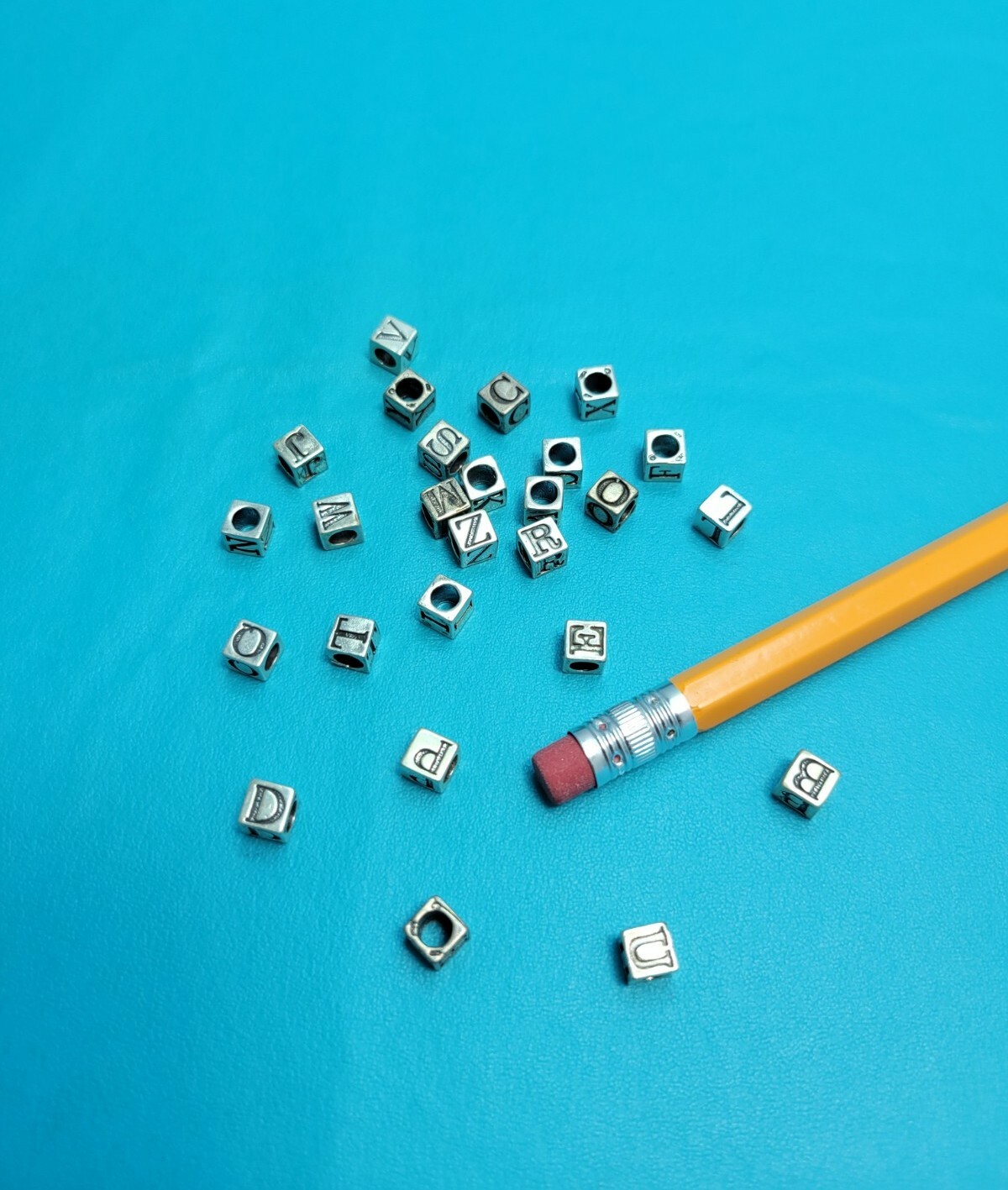 3D Initial Alphabet Blocks A-Z 925 Sterling Silver Pendant Bracelet Necklace