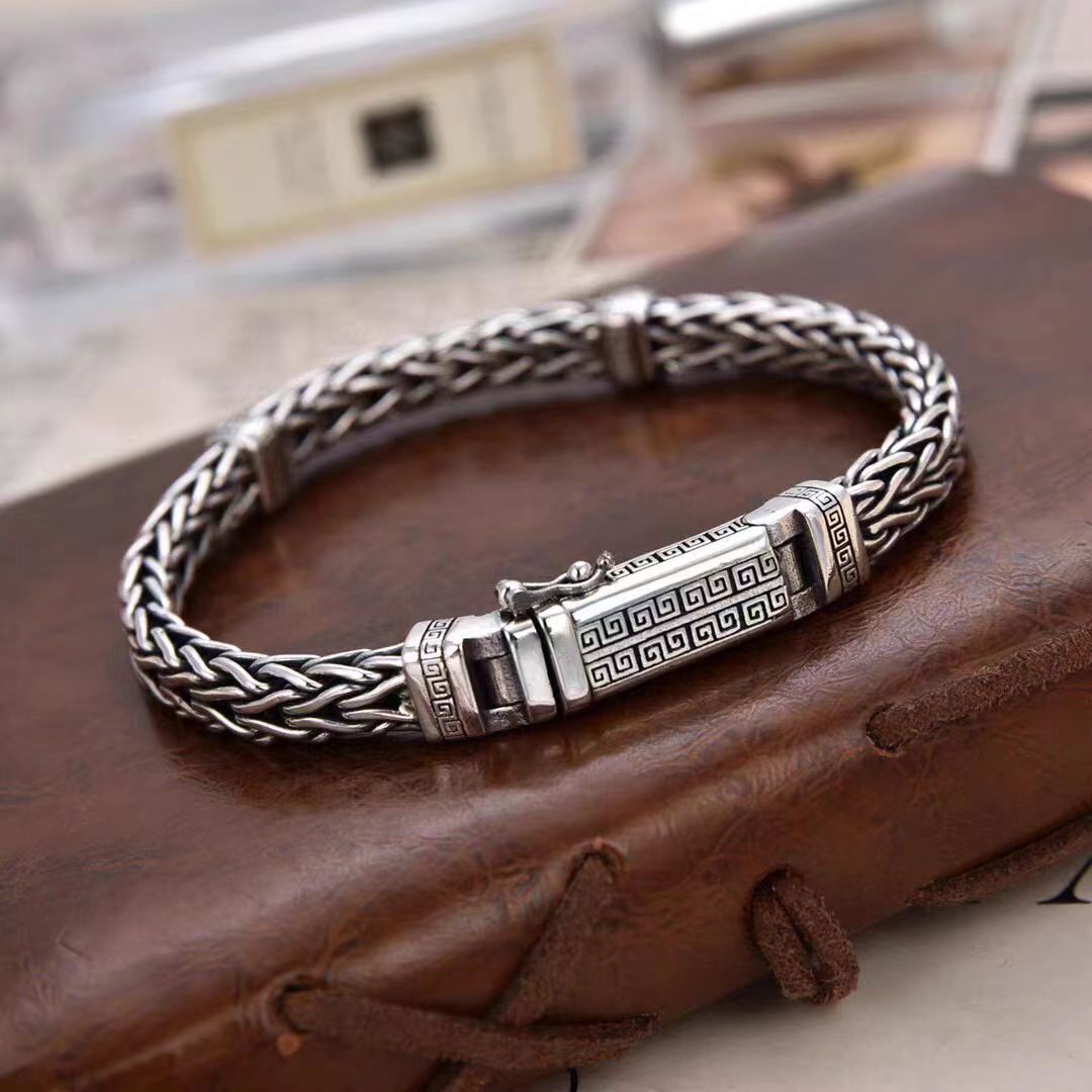 18/20/22cm Silver Plated Bangle Bracelet Chain Popular Vintage Jewelry Mens HOT