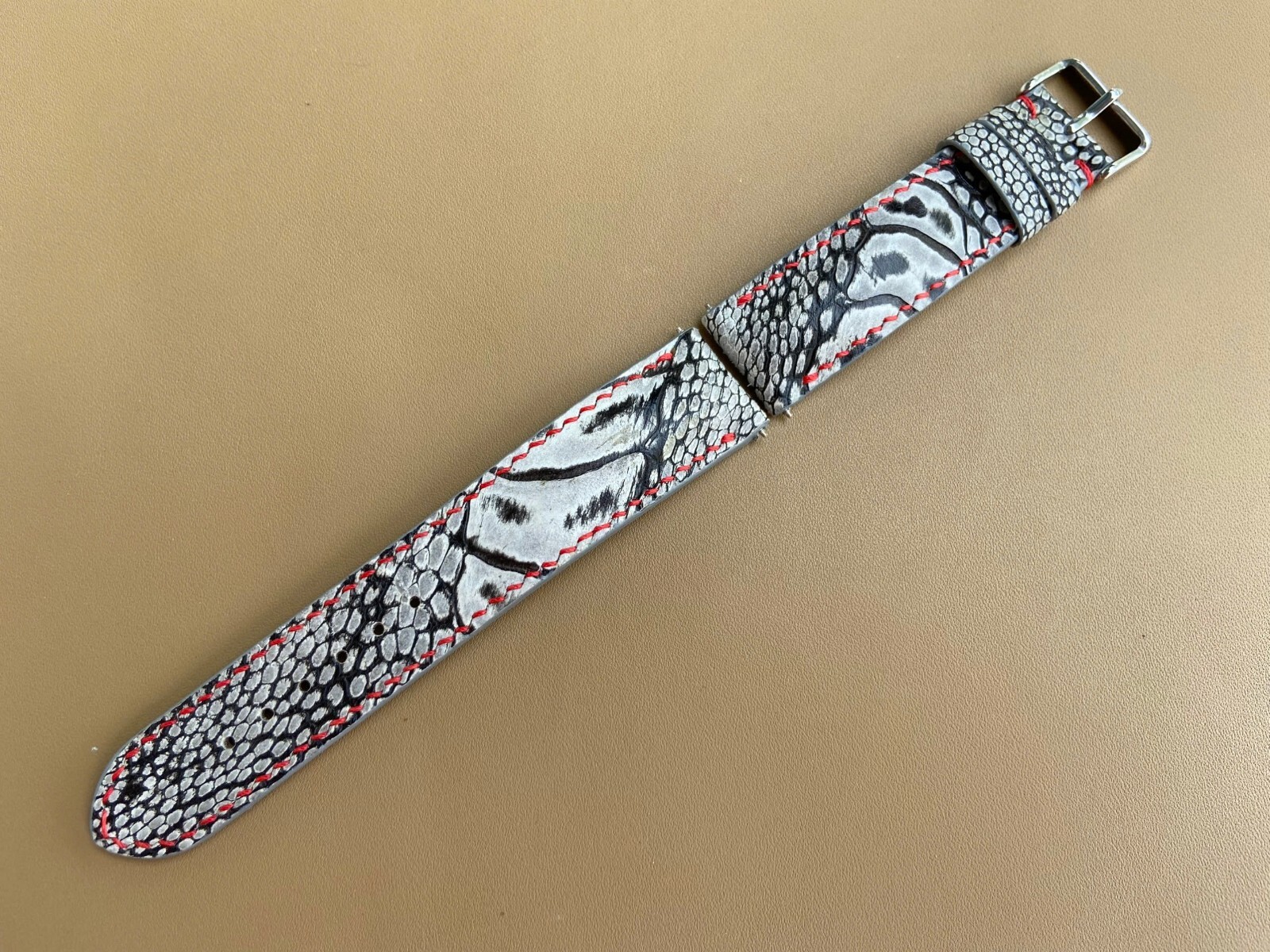 Gray Ostrich Leather Watch Strap Band, Size 18mm 19mm 20mm 21mm 22mm 24mm 26mm