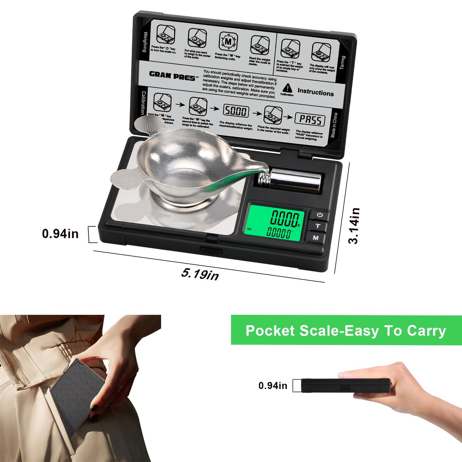 High Precision Milligram Scale,50G/0.001G Digital Mini Pocket Gram Scale,Mg Scal