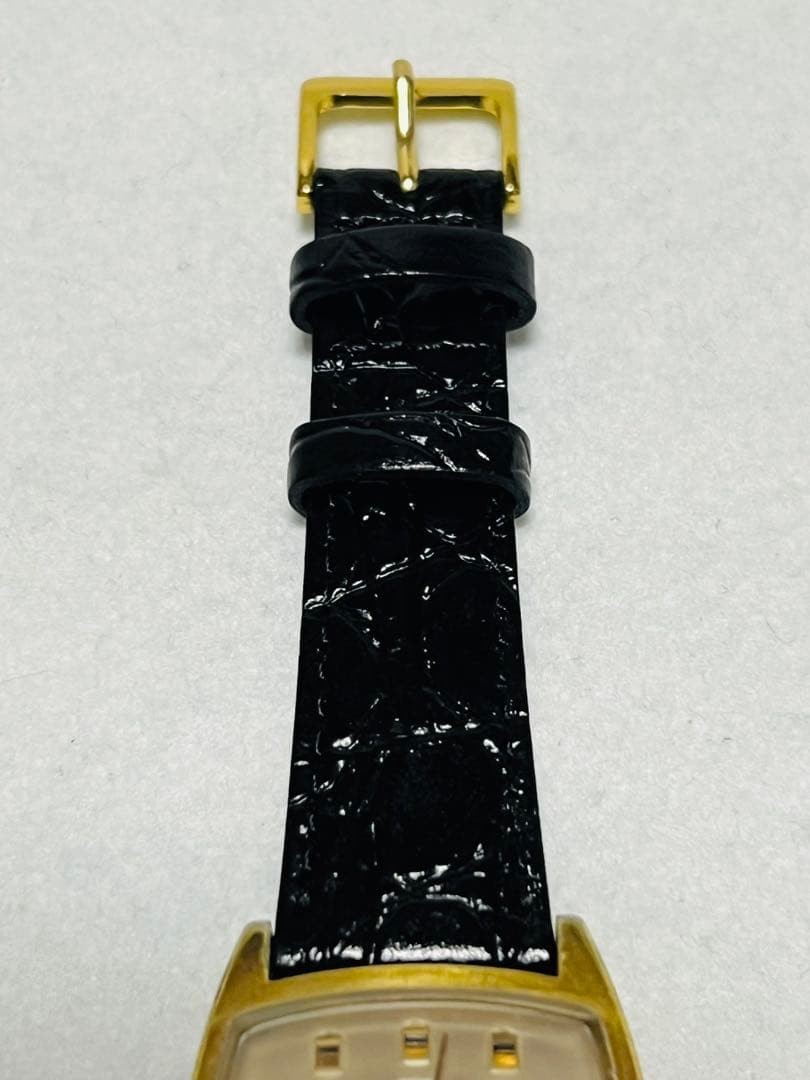 NIVADA Date Automatic 21-Jewel Gold Tone 30mm Black SEIKO Strap Watch 12H Power