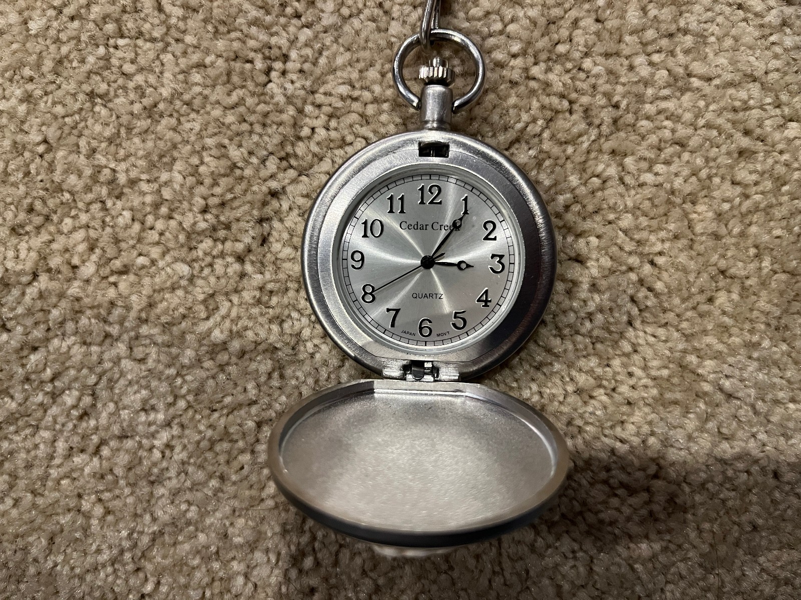 Cedar Creek Railroad Train Pocket Watch Quartz Japan Movement NEEDS BATTERY