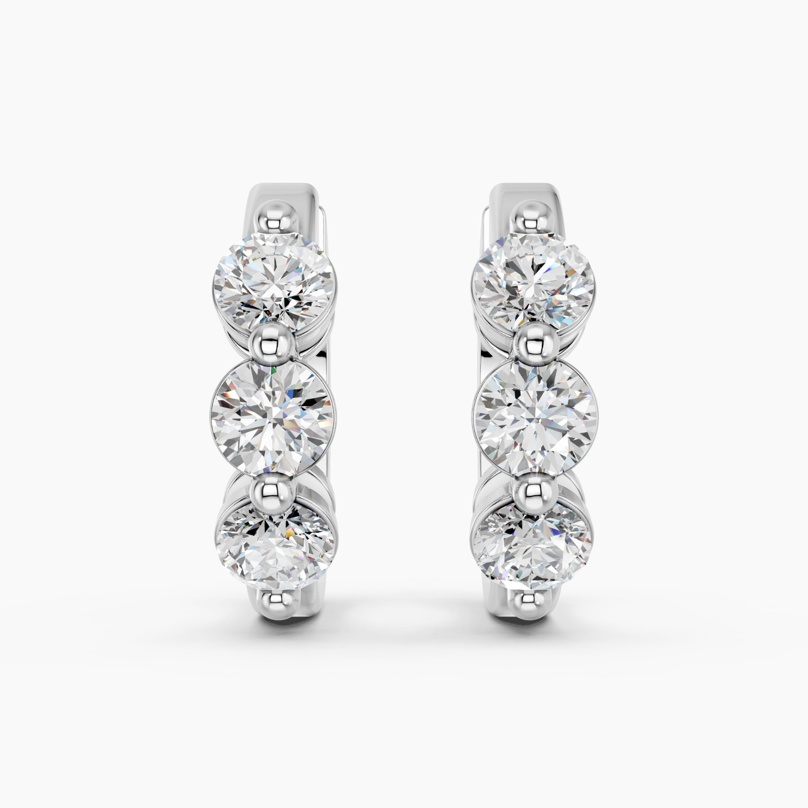 1.45 Carat Round Cut Moissanite Stone Hoop Earring in Sterling Silver for Women