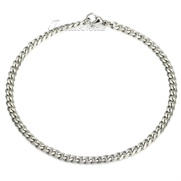 3MM 9″ Curb Cuban Link Anklet Bracelet Silver Stainless Steel Chain for Unisex