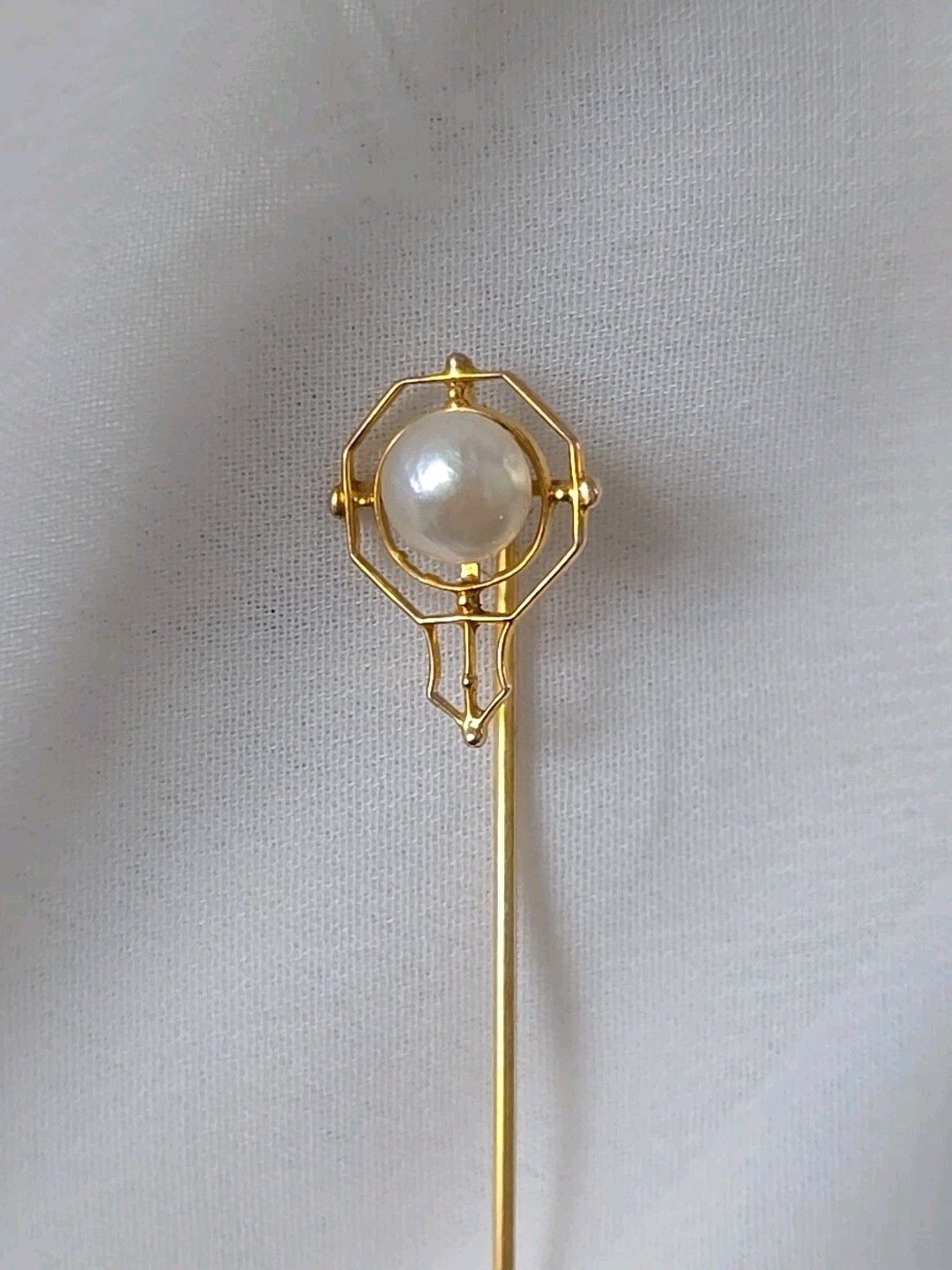Foster & Bailey 10kt Stick Pin With Pearl Art Deco