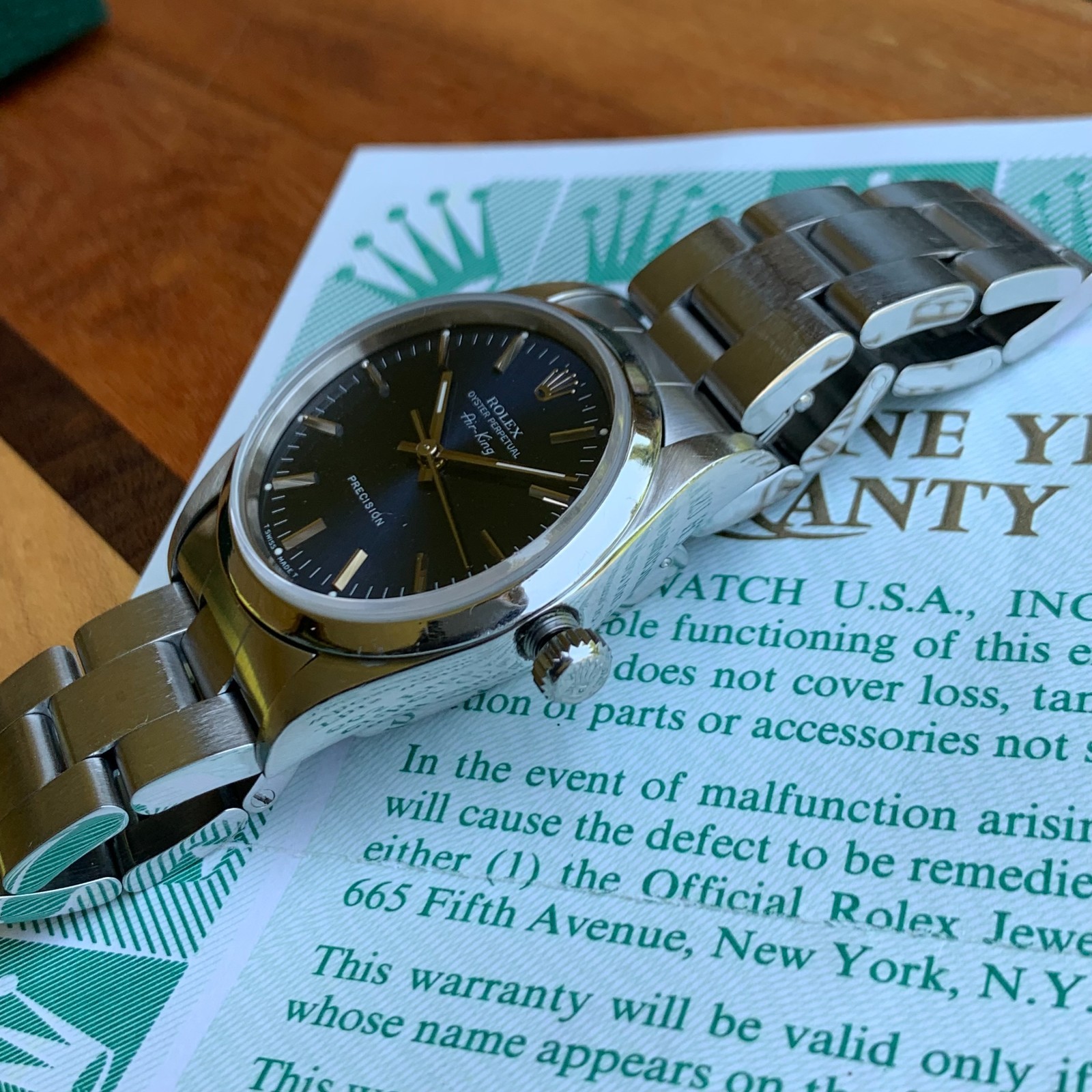 1993 Rolex Air-King Oyster Perpetual Precision Ref. 14000 Blue Dial Box & Papers