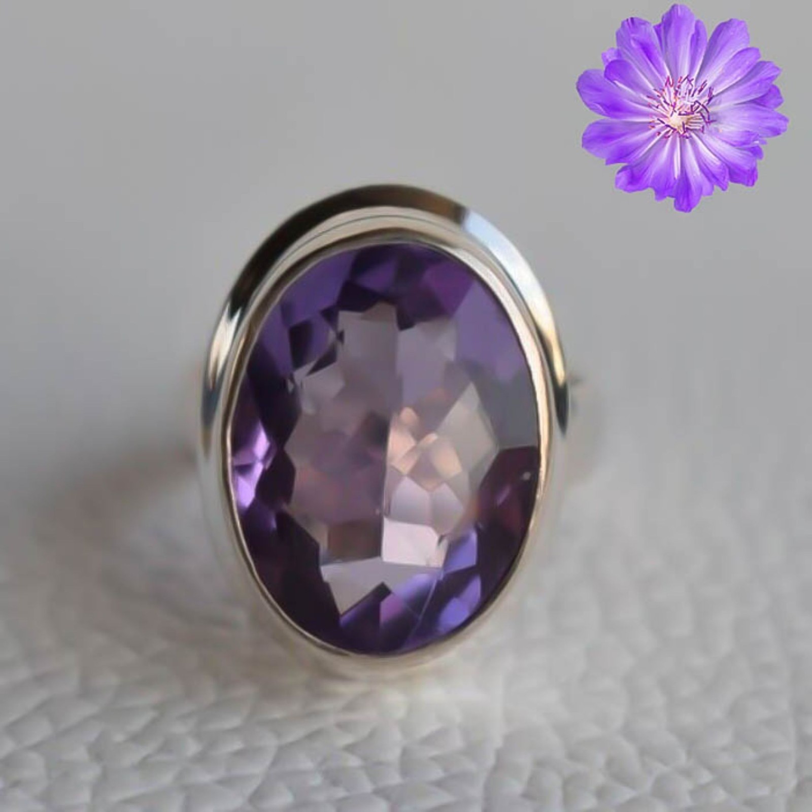 African Amethyst Gemstone 925 Sterling Silver Handmade Jewelry Ring Gift For