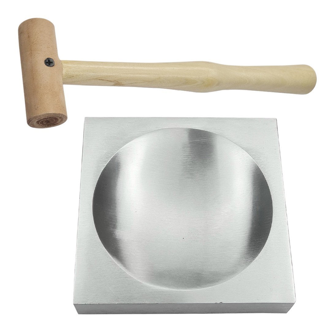 Rawhide Mallet Natural 1″ (25MM) & Steel Bench Block 4″x4″x3/4″ with Groove