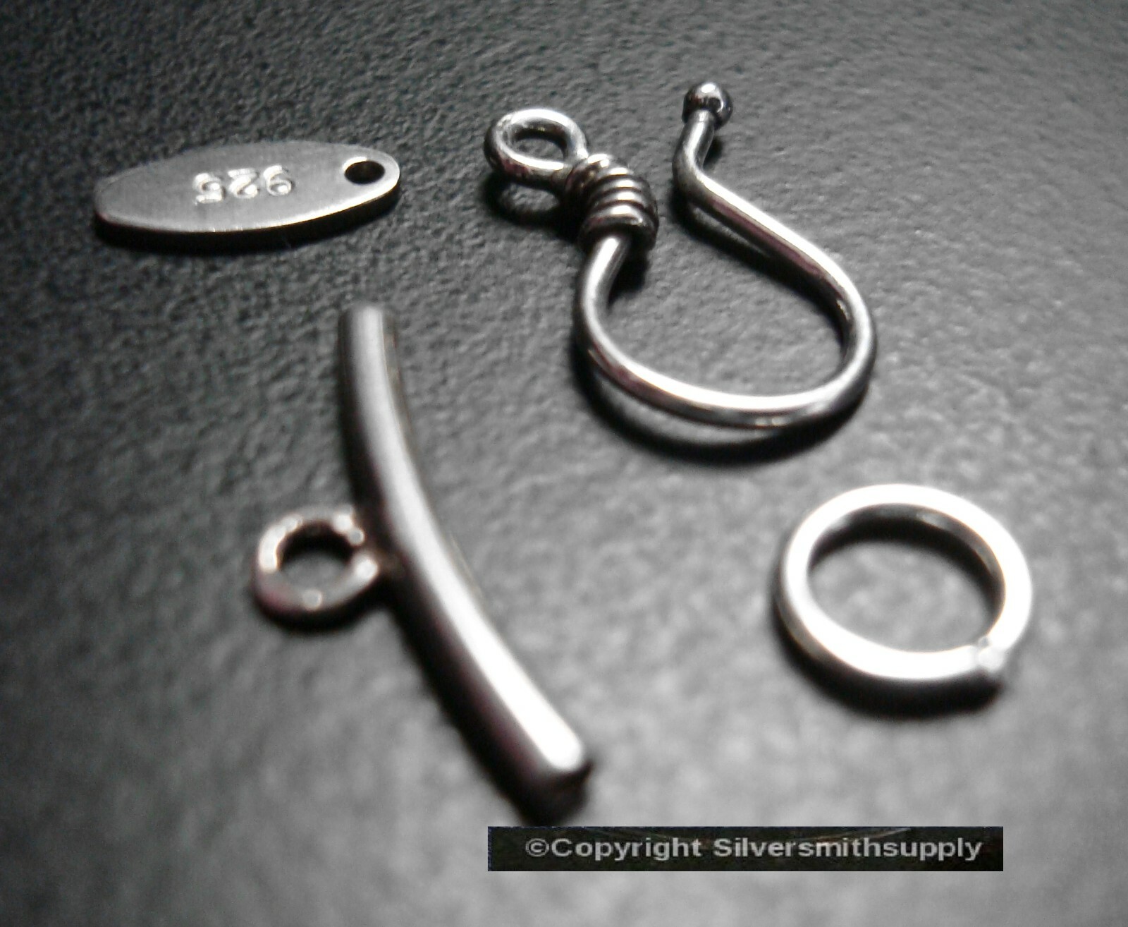 STERLING Silver handmade hook clasp, pendant slide, and 925 Signature Tag SSC019