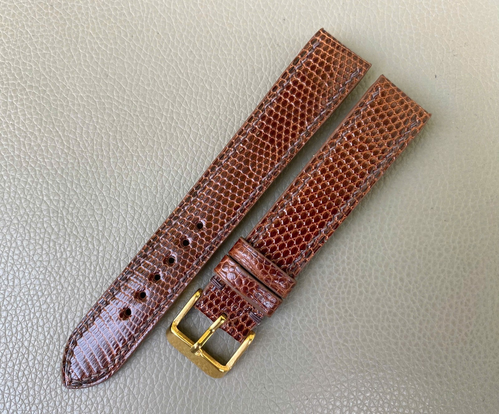 Open Ended Brown Genuine Lizard Leather Watch Strap size 12 13 14 15 16 17..26mm