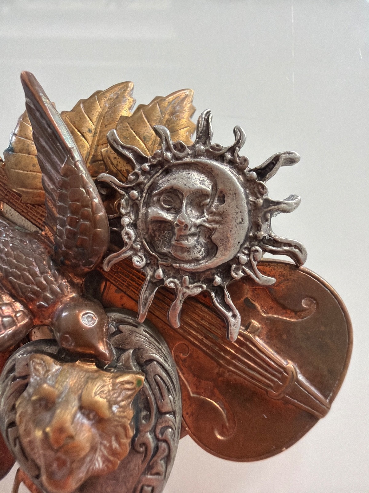 vintage multi-metal musical assemblage brooch