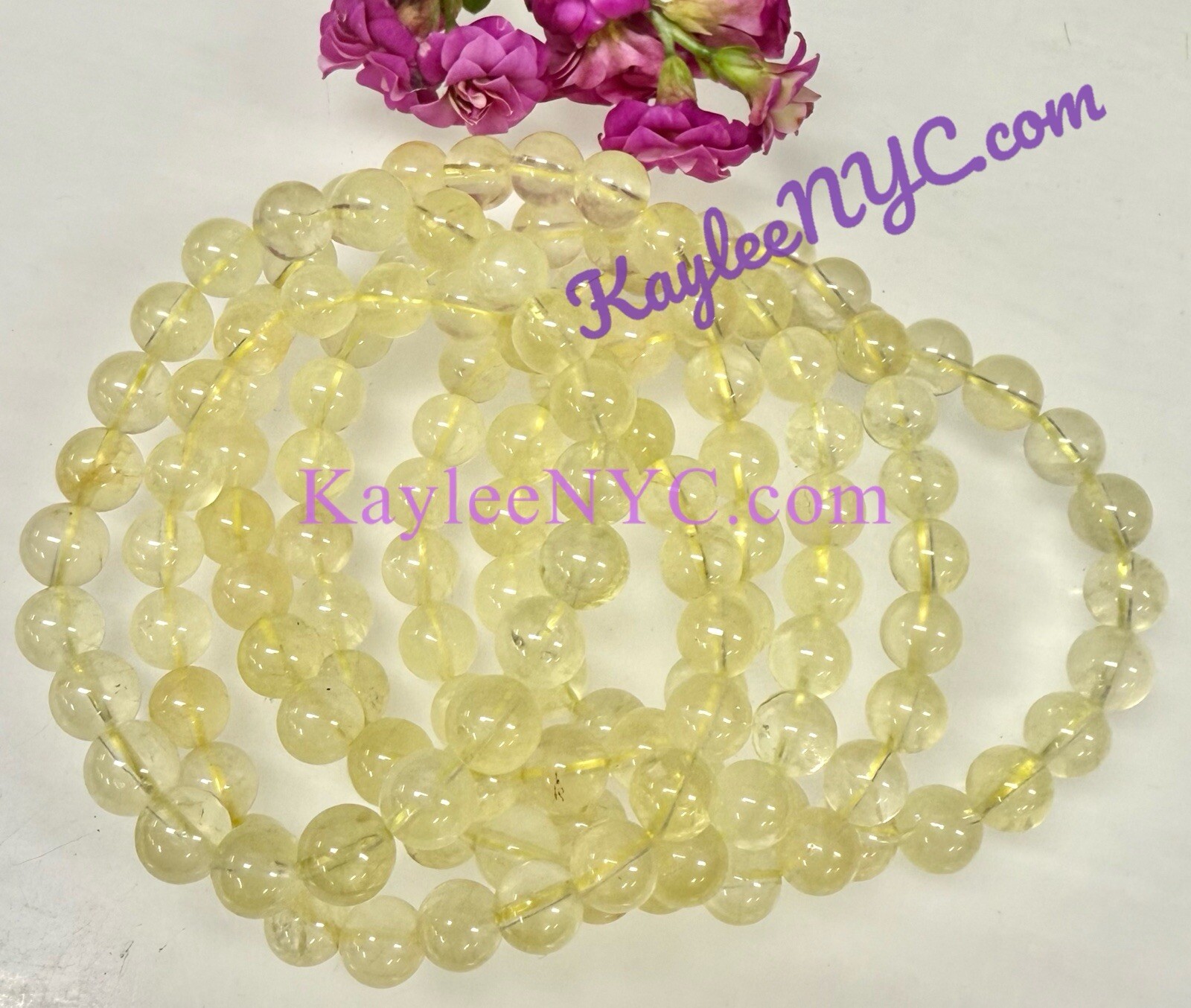 Wholesale Lot 6 Pcs Natural Lemon Quartz 8mm 7.5”Crystal Stretch Bracelet