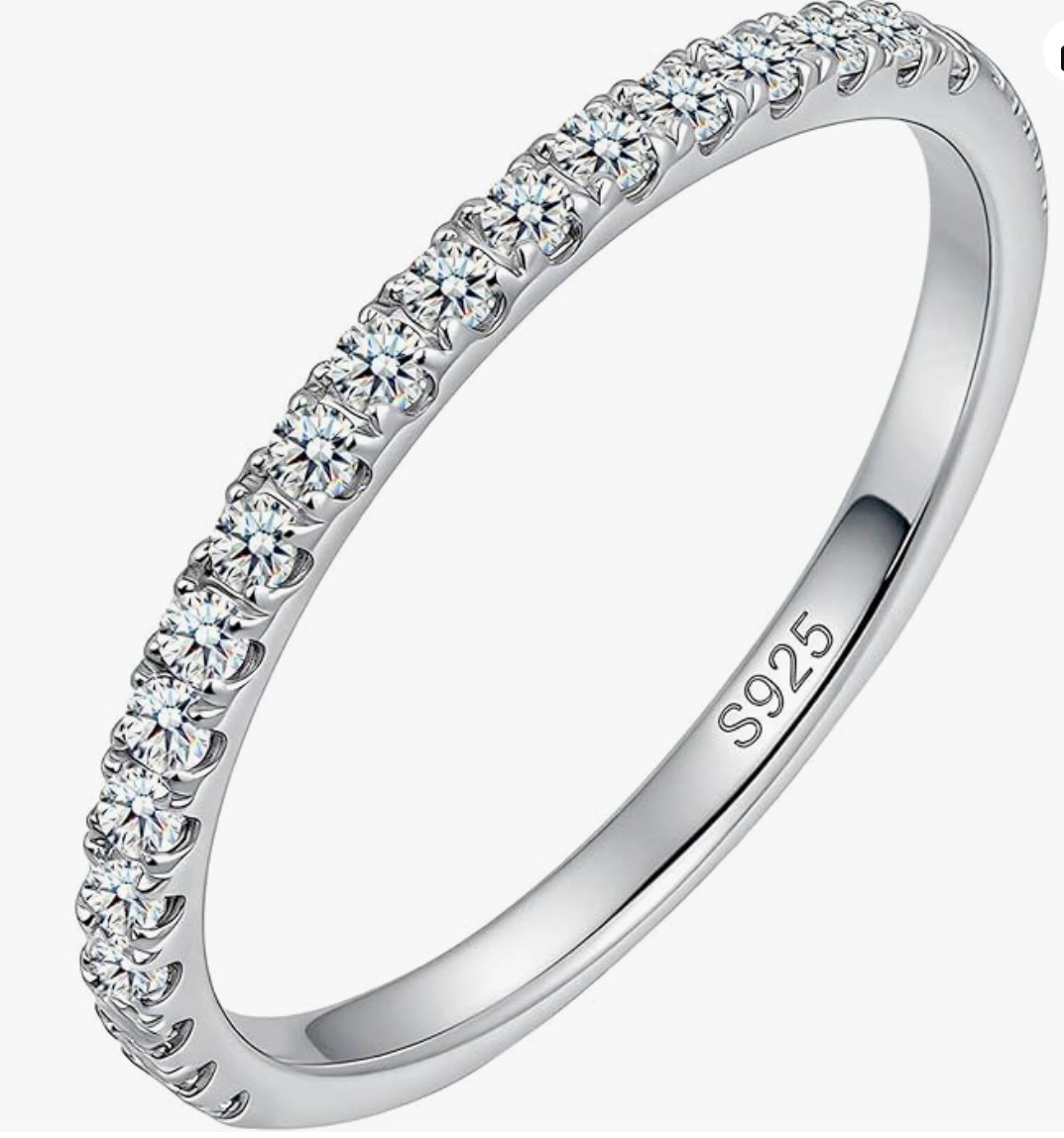 0.3ct Moissanite Half Eternity Wedding Band 925 Silver White Gold Plate REG $40