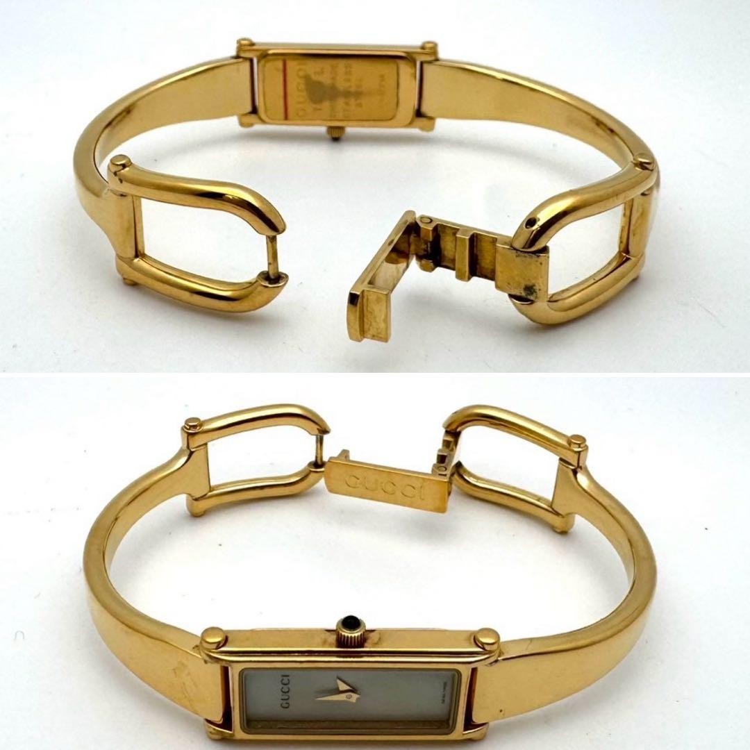GUCCI 1500L Wristwatch Shell Dial Gold Horsebit Quartz / Square