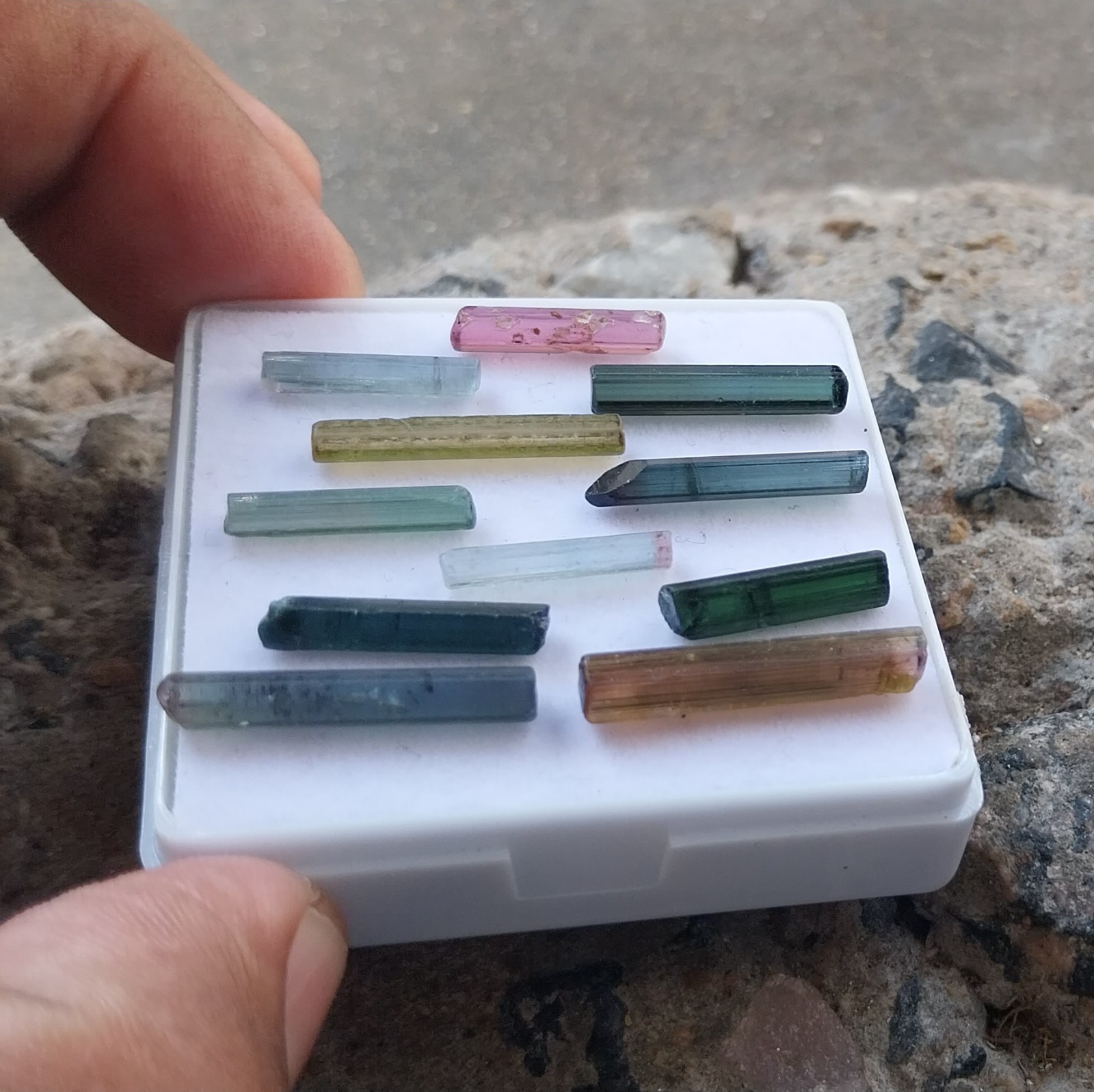 24 Ct 15 to 21 MM Natural Multi Color Tourmaline Raw Rough Pencil 11 Piece Lot