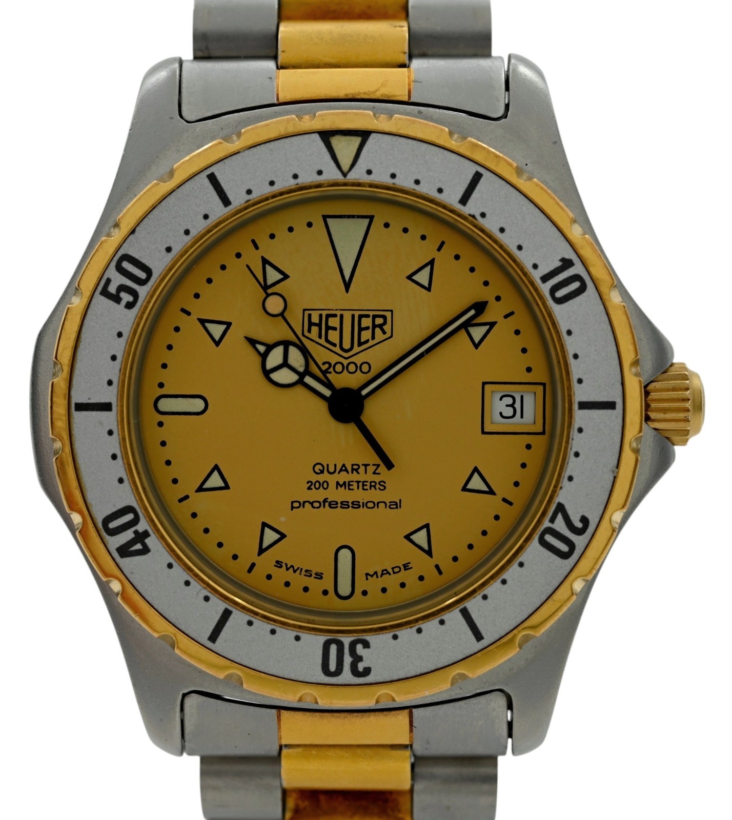 Heuer (Pre-Tag) 38mm Men’s Professional 2000 Series Two-Tone Watch Ref: 974.006!