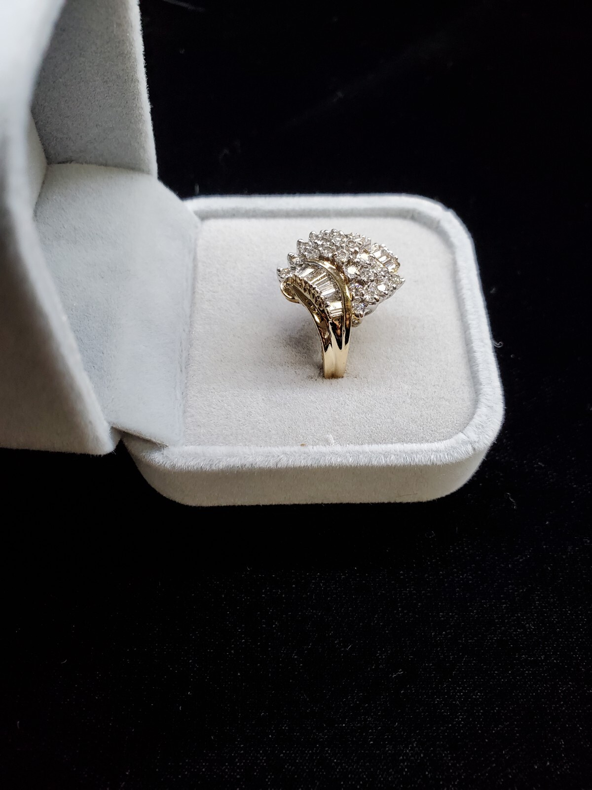 Ladies Diamond Cluster. 14 Karat Yellow Gold. Approx 1 Carat T.W Diamonds….