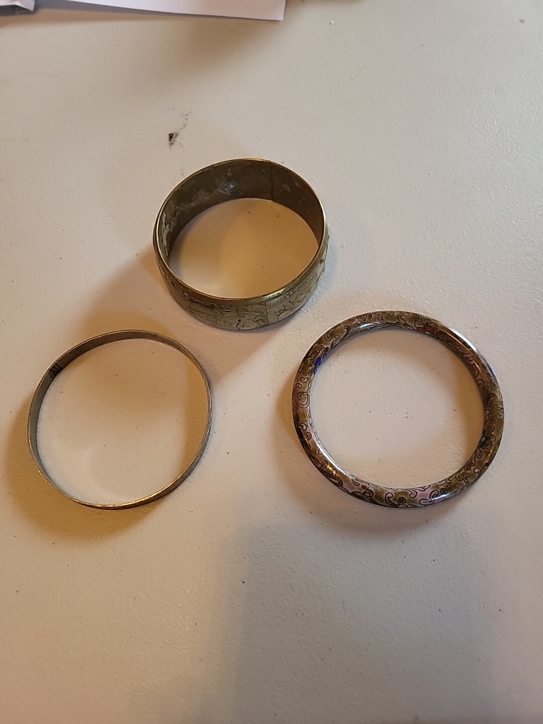 3 Ladies Bangles. Metal. Used. 2.8 In. Diameter, 8.8 In Circumference