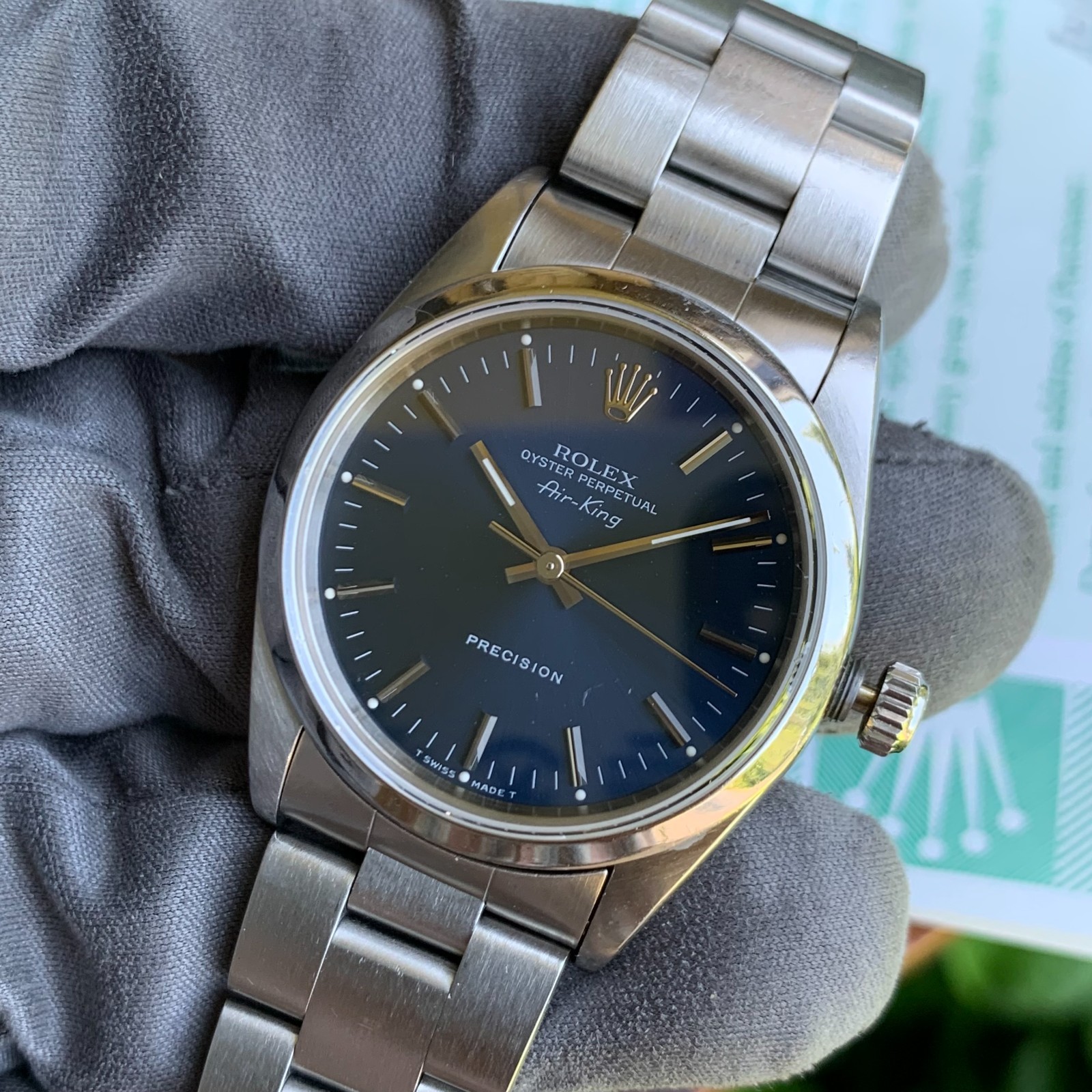 1993 Rolex Air-King Oyster Perpetual Precision Ref. 14000 Blue Dial Box & Papers
